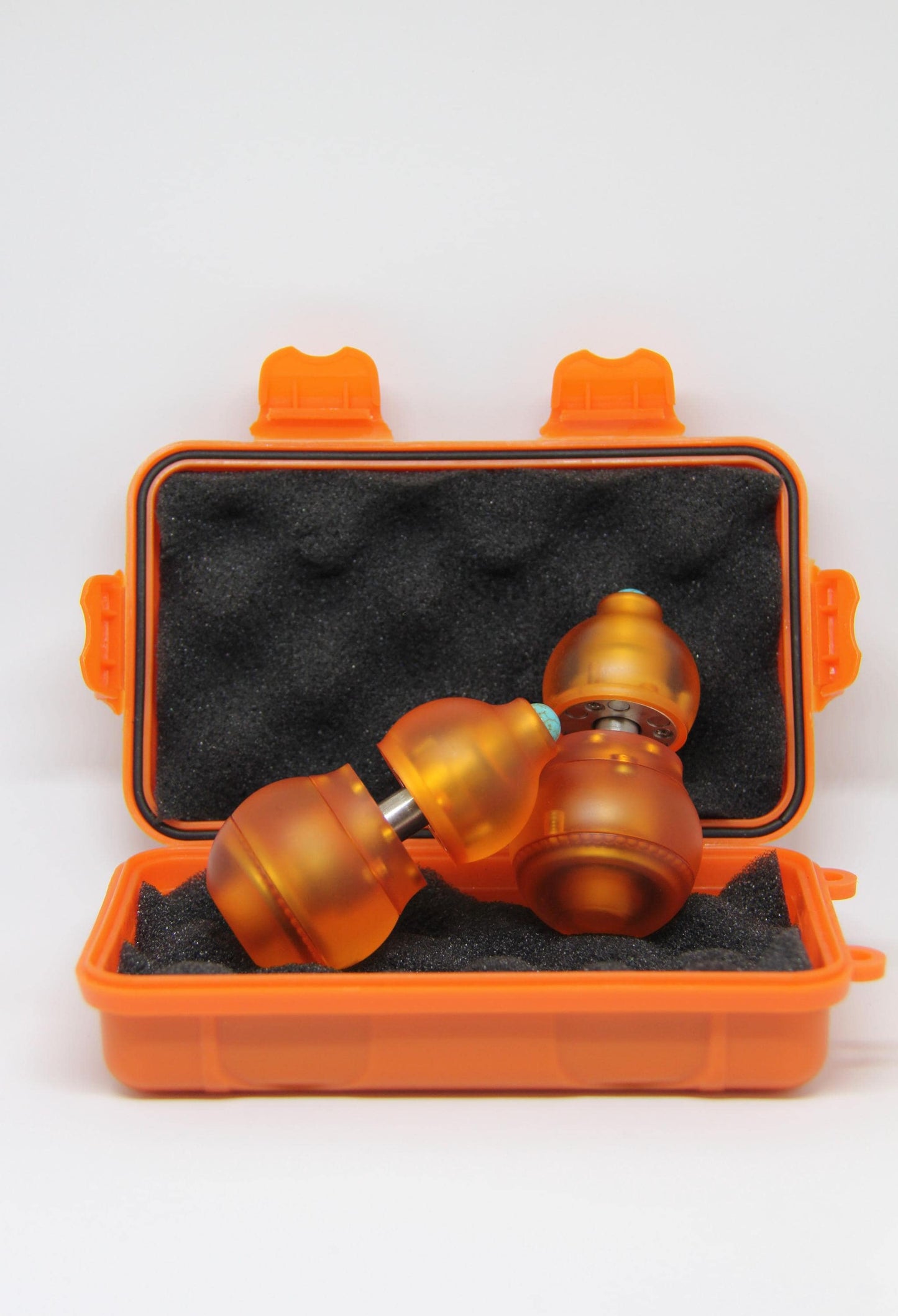 Amber Orange 4-in-1 Gourd Fidget Toy – Magnetic EDC Spinner, Ratchet & Popping Coin – Stress Relief, Durable PMMA, Comfortable Grip