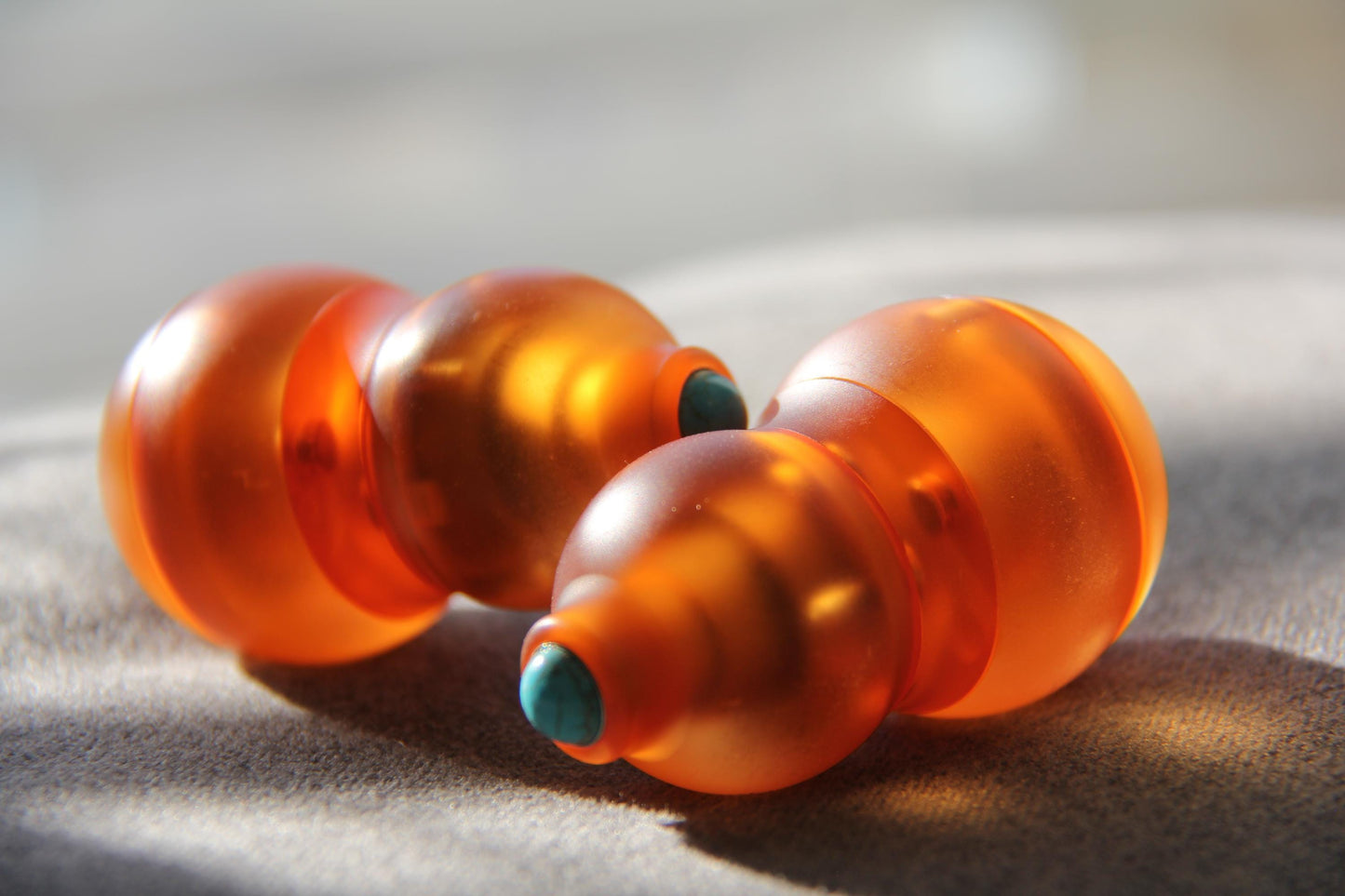 Amber Orange 4-in-1 Gourd Fidget Toy – Magnetic EDC Spinner, Ratchet & Popping Coin – Stress Relief, Durable PMMA, Comfortable Grip