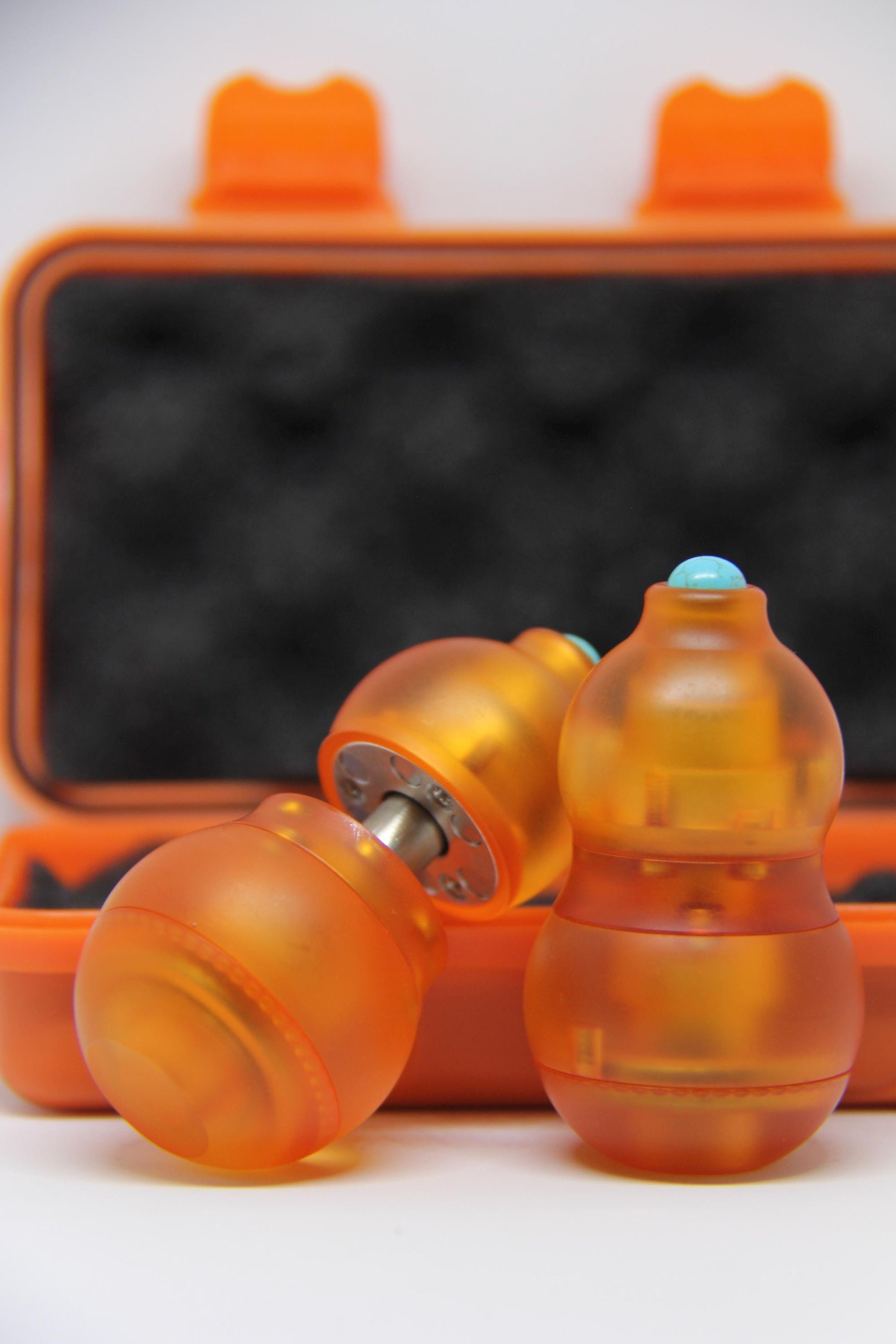 Amber Orange 4-in-1 Gourd Fidget Toy – Magnetic EDC Spinner, Ratchet & Popping Coin – Stress Relief, Durable PMMA, Comfortable Grip
