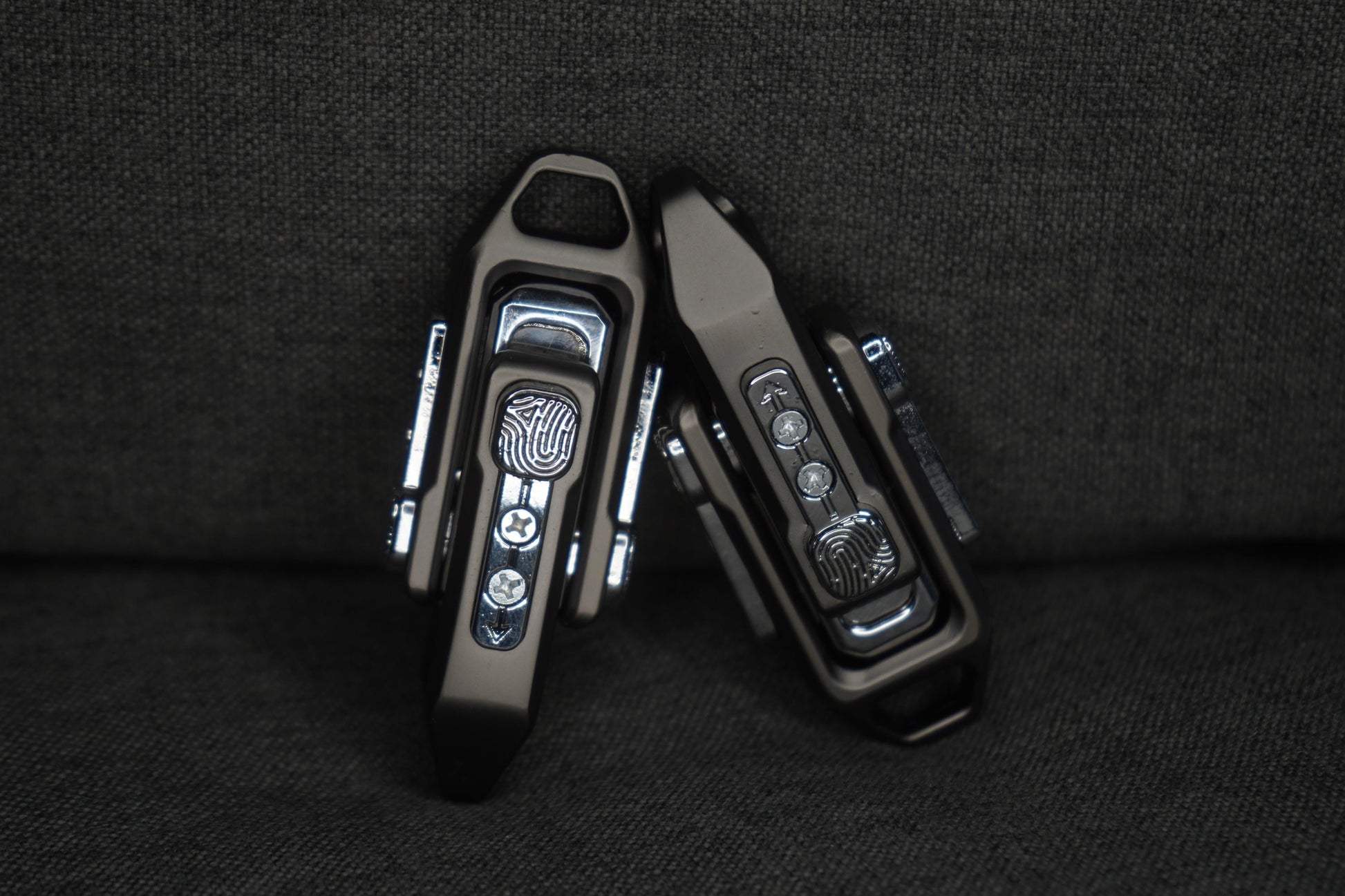 Magnetic EDC Fidget Slider – Titanium Gray and Pearl Chrome Stress Relief Toy | Click & Push for Relaxation |Pocket-Friendly Everyday Carry